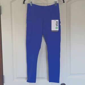 Stio Glide High Rise Crop Tech Tight Leggings Larkspur Blue Trail Women's